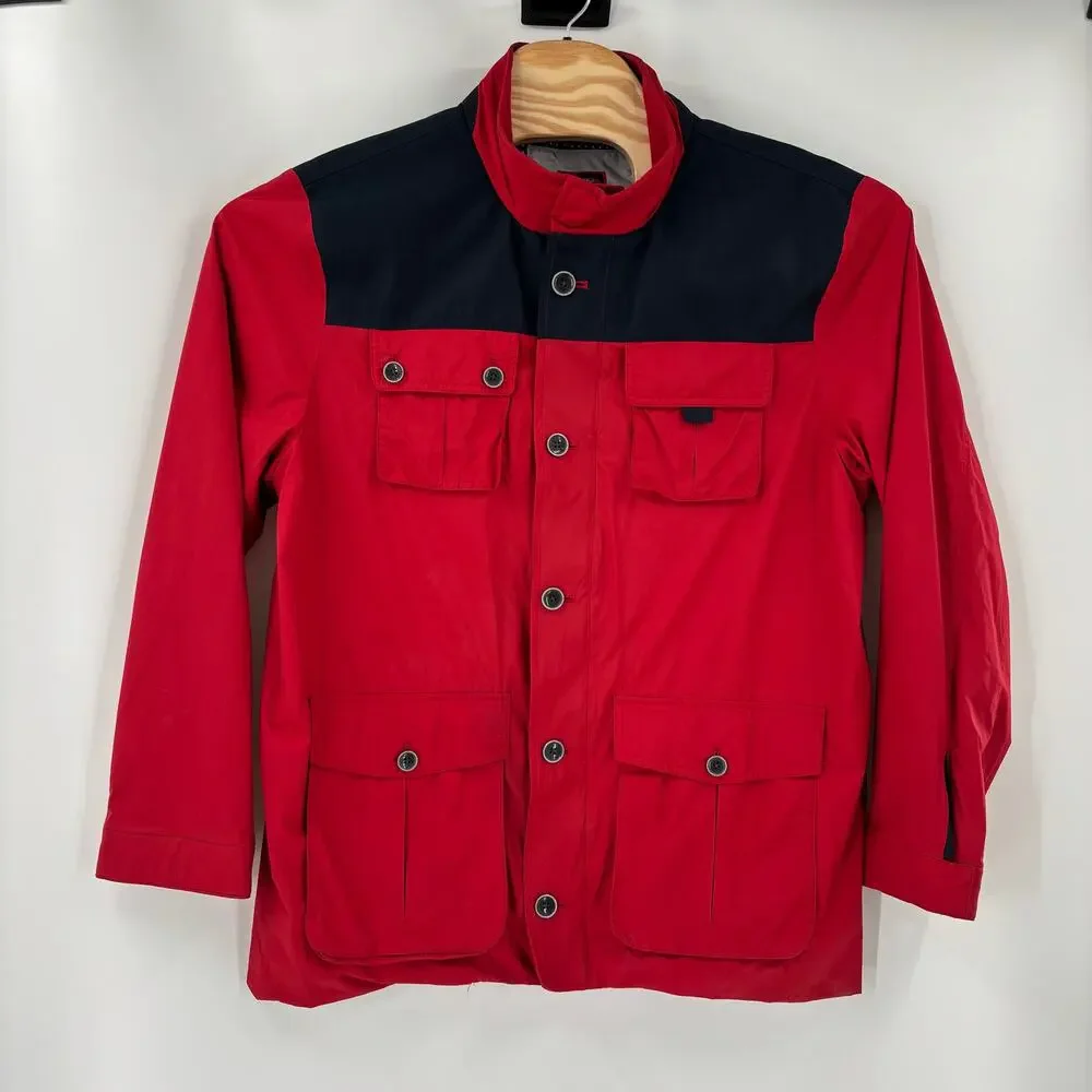 Untuckit XL‎ Red Full ZIp Button Pockets Long Sleeve Windbreaker Style Jacket